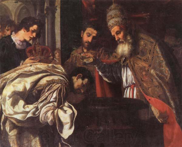Jacopo Vignali St.Silvester,Pope,Baptizes the Emperor Constantine Spain oil painting art